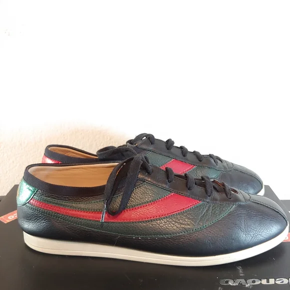 Gucci | Shoes | Gucci Falacer Ace Sneakers Web Black Leather